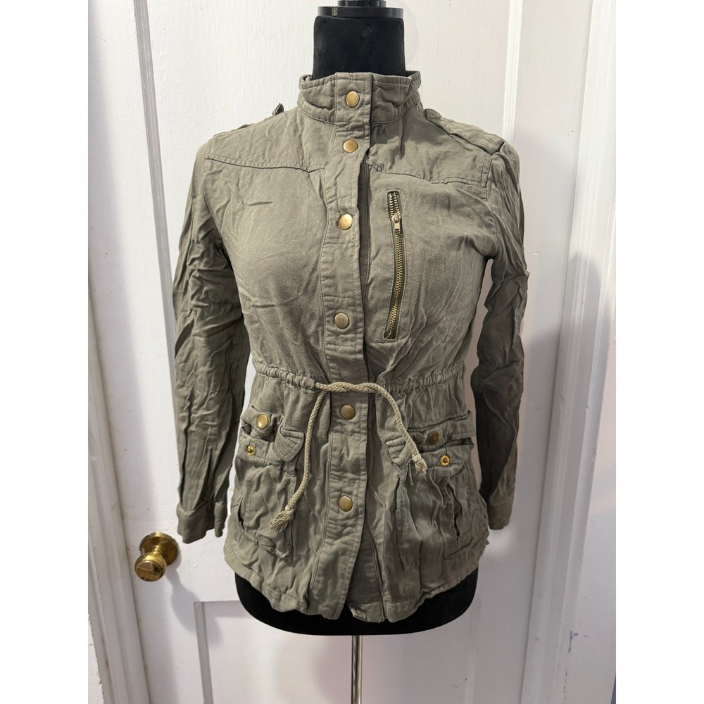 Divided Button Up Olive Jacket in 4